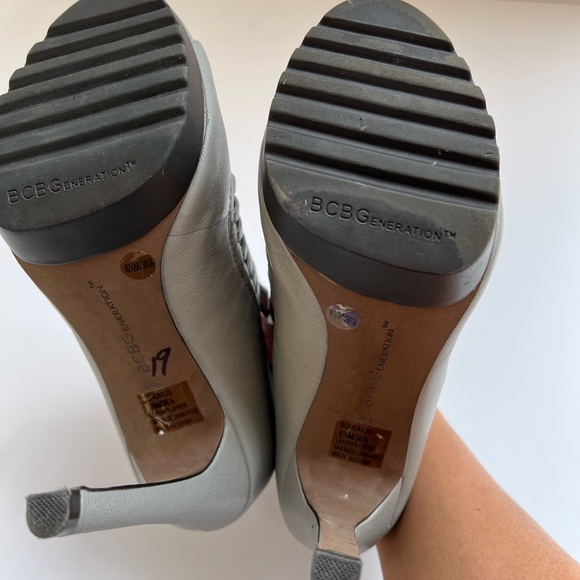 BCBGeneration Kaius Gray Leather Peep Toe Booties - Picture 6 of 10